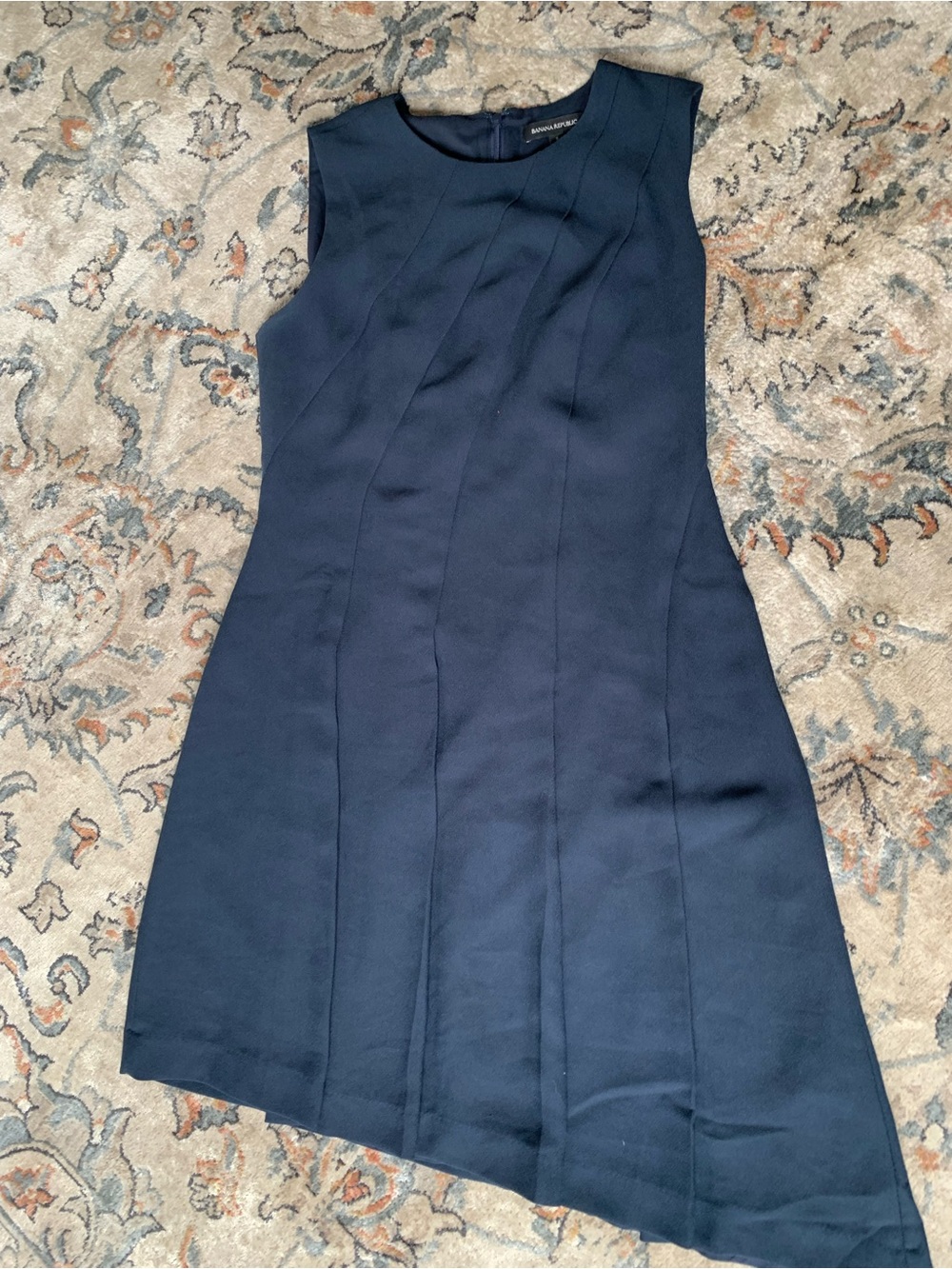 Banana Republic Navy Sleeveless Fit-and-Flare Asymmetrical Midi Dress
